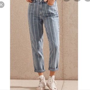 Pacsun Window Pane Stripe Mom Jeans Light Wash NWT